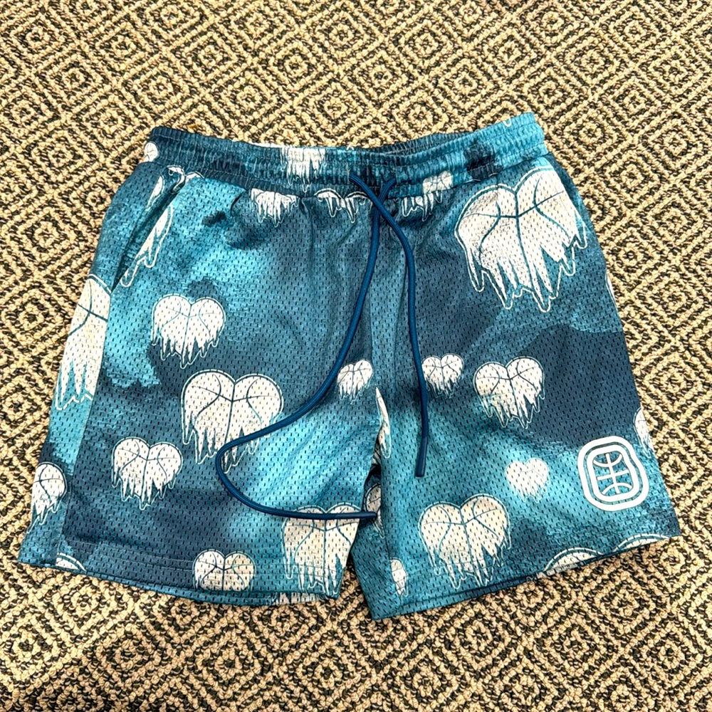 Stylish Blue Heart Pattern Kids Shorts